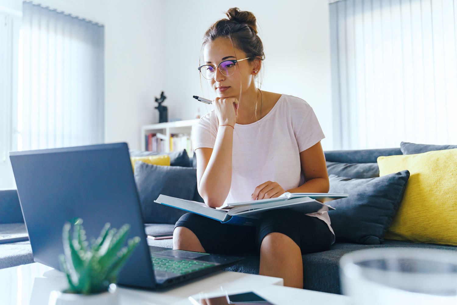 Woman taking online employee training courses